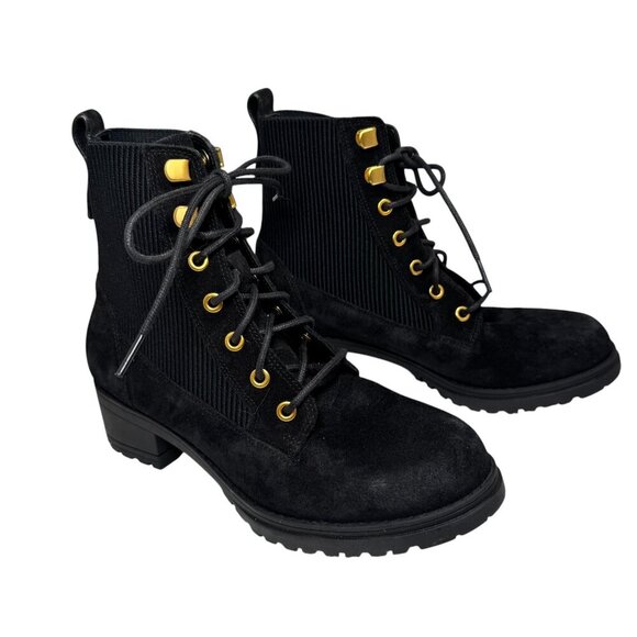 Cole Haan Camea II Waterproof Combat Boot Black Suede Womens Size 7 New - Picture 3 of 6